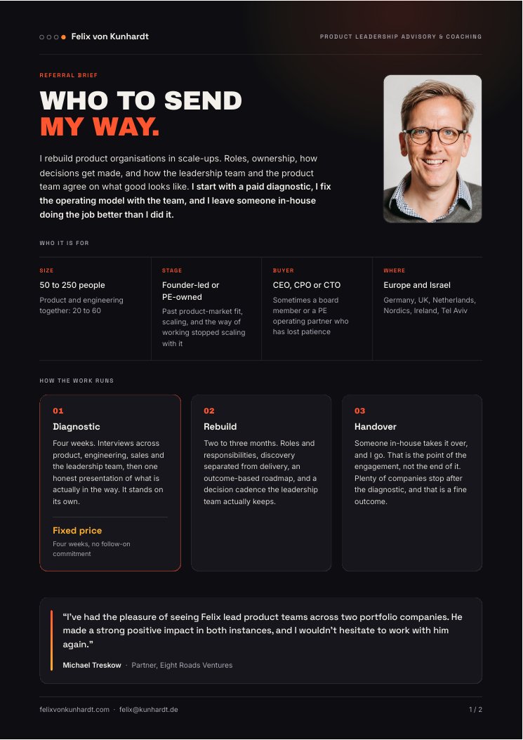 Preview of the first page of the one-pager